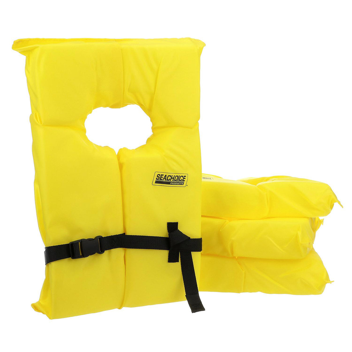 Seachoice Life Vest, Type II Personal Flotation Device, Yellow, Adult, 4-Pack w/ Bag - EPE1110AK1AUPK4Y-86010
