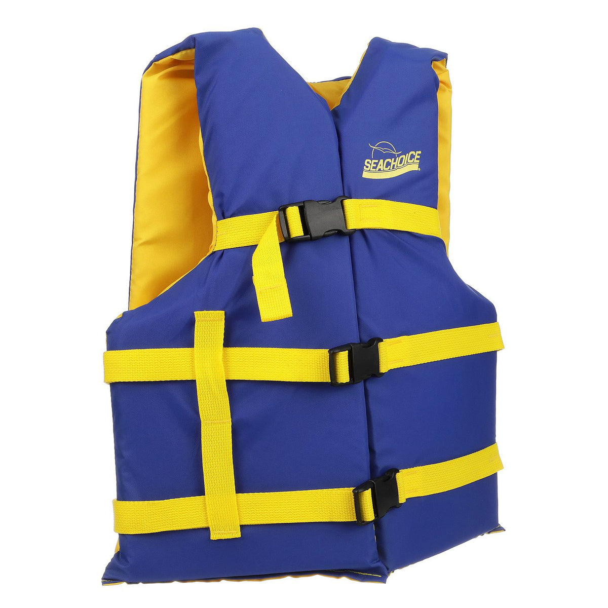 Seachoice Level 70 Life Jacket, Adjustable Boat Vest, Blue/Yellow, Universal Adult, Over 90 Lbs. - 86220 - official Seachoice product image 4