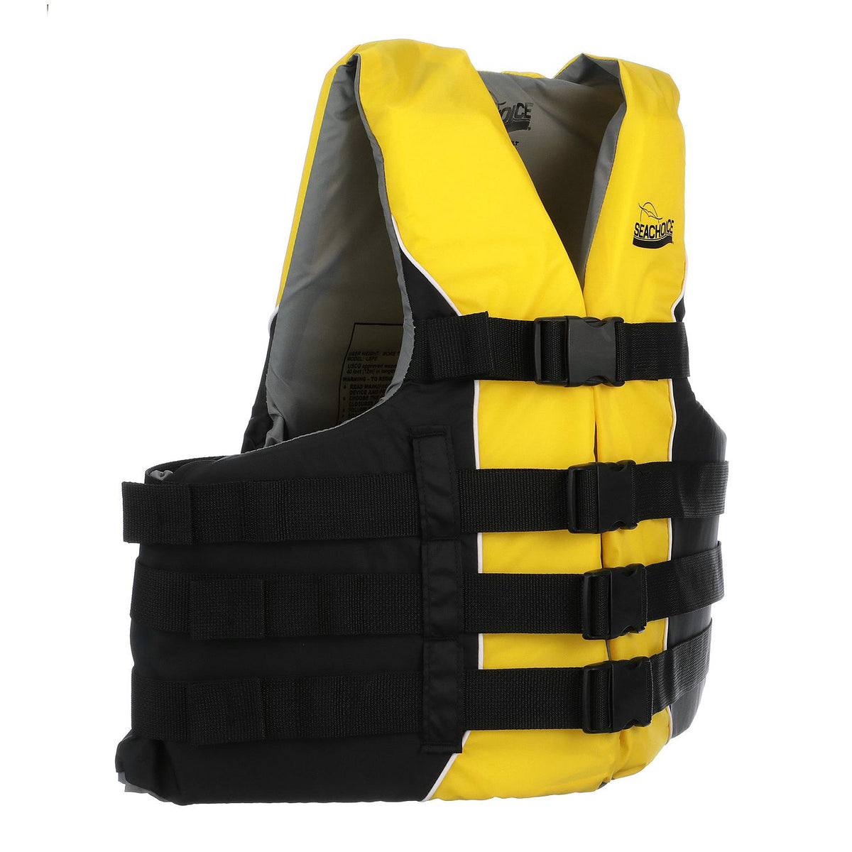 Seachoice 86420 Level 70 Life Jacket, Deluxe Adjustable 4-Belt Ski Vest, Yellow and Black, Size L/XL, 40-52 in. Chest - 50-86420 - official Seachoice product image 3