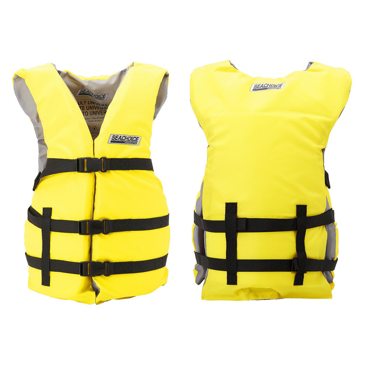 Seachoice General Purpose Life Vest, Adult L, Yellow, Fits Chest 30-52 in, USCG/TC Approved - 86533