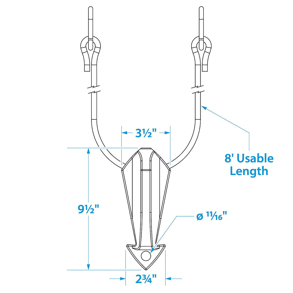 Seachoice Tow Harness, Improves Towing and Boat Control, 1,000-Lb. Tow Capacity, 8 Ft. Long, 3/8 In. Diameter - 86701 - official Seachoice product image 4