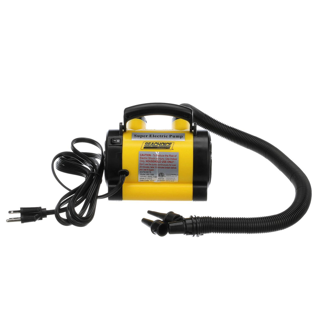 Seachoice 86986 Portable 120V Super Electric Air Pump, w/ 10-Ft. Power Cord, .78 PSI, For Boating and General Inflatables - 86986 - official Seachoice product image 4