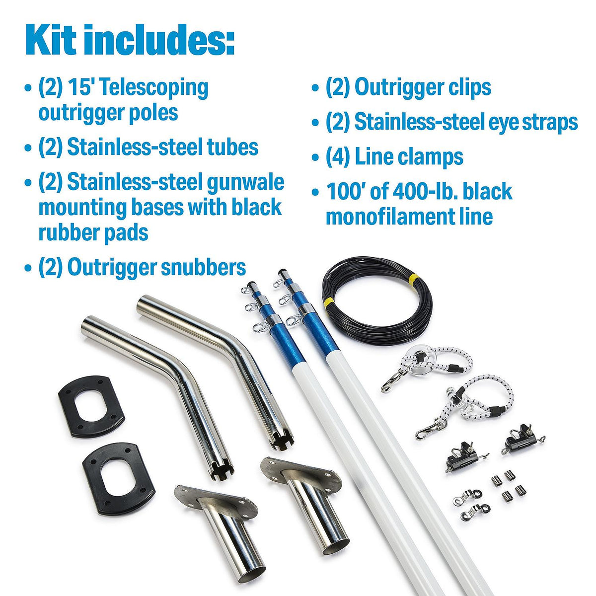 Seachoice Outrigger Kit-15' White/Blue-Complete - 88251 - image 7