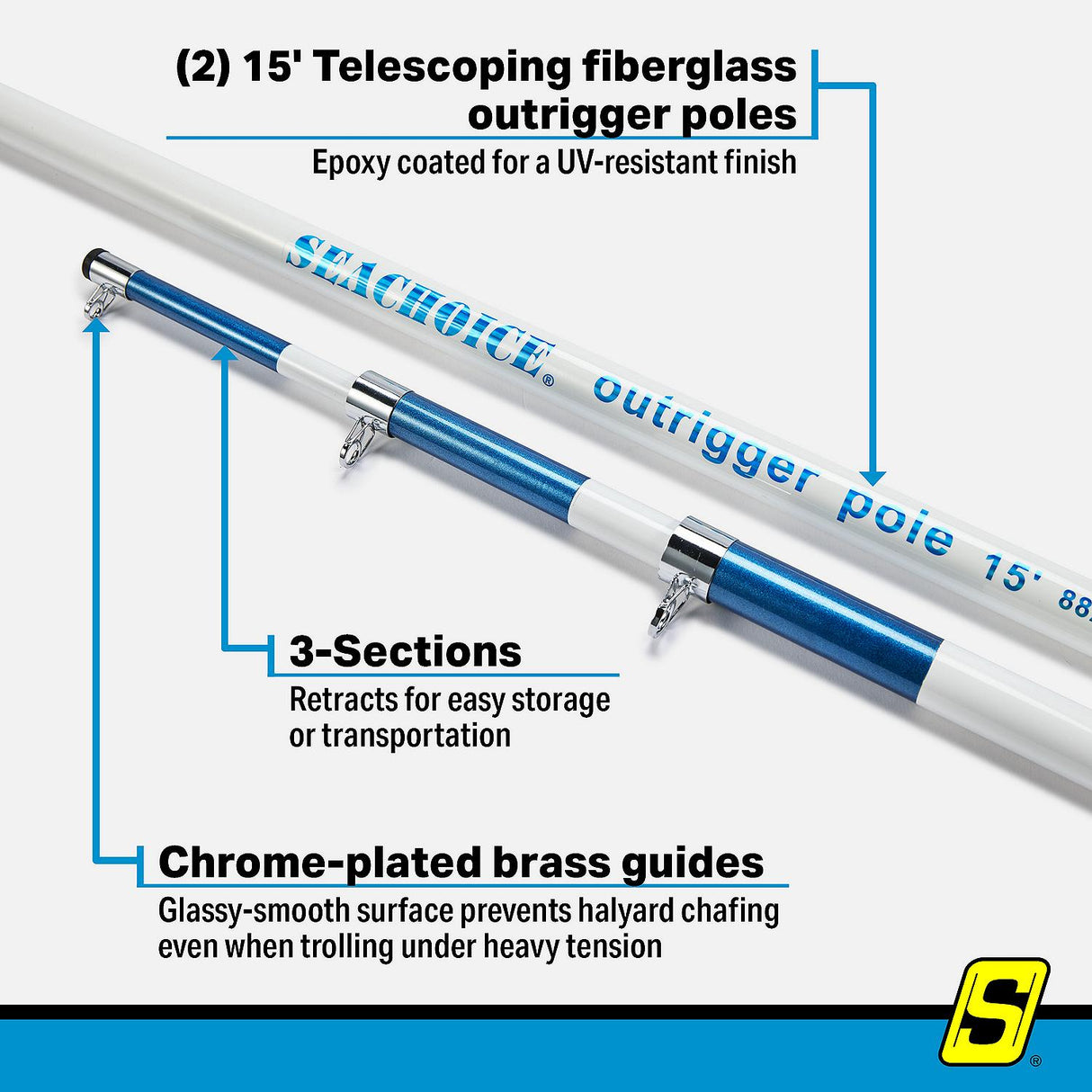 Seachoice Outrigger Kit-15' White/Blue-Complete - 88251 - image 3