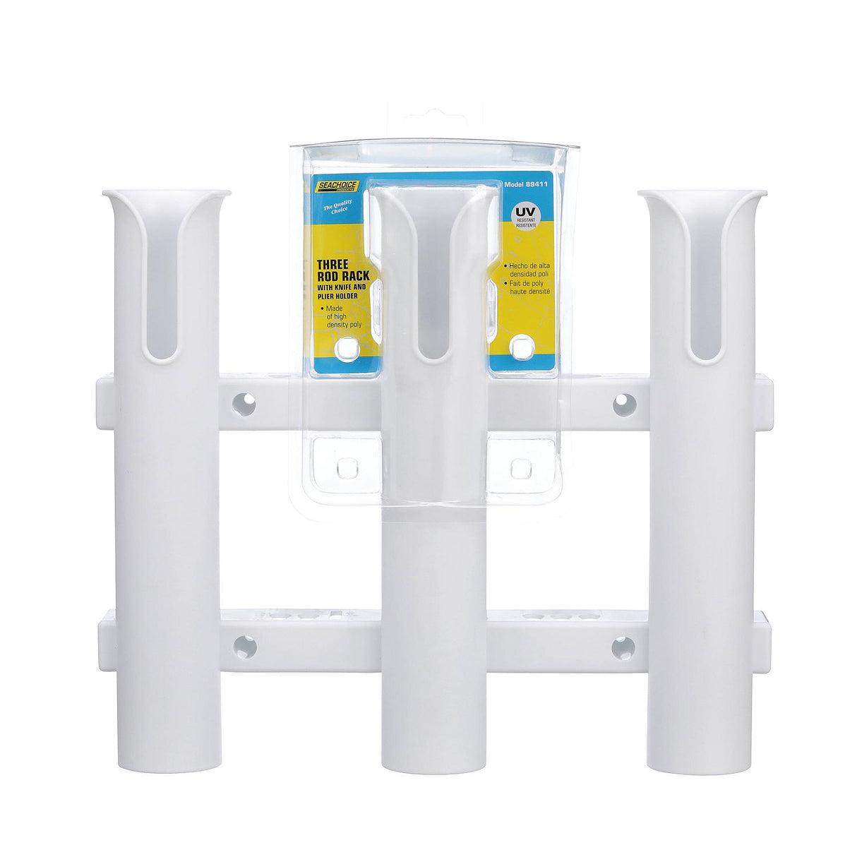 Seachoice Fishing 3-Rod Storage Rack, Holds 3 Fishing Rods With Slots for Knives and Pliers, White - 89411 - official Seachoice product image 5