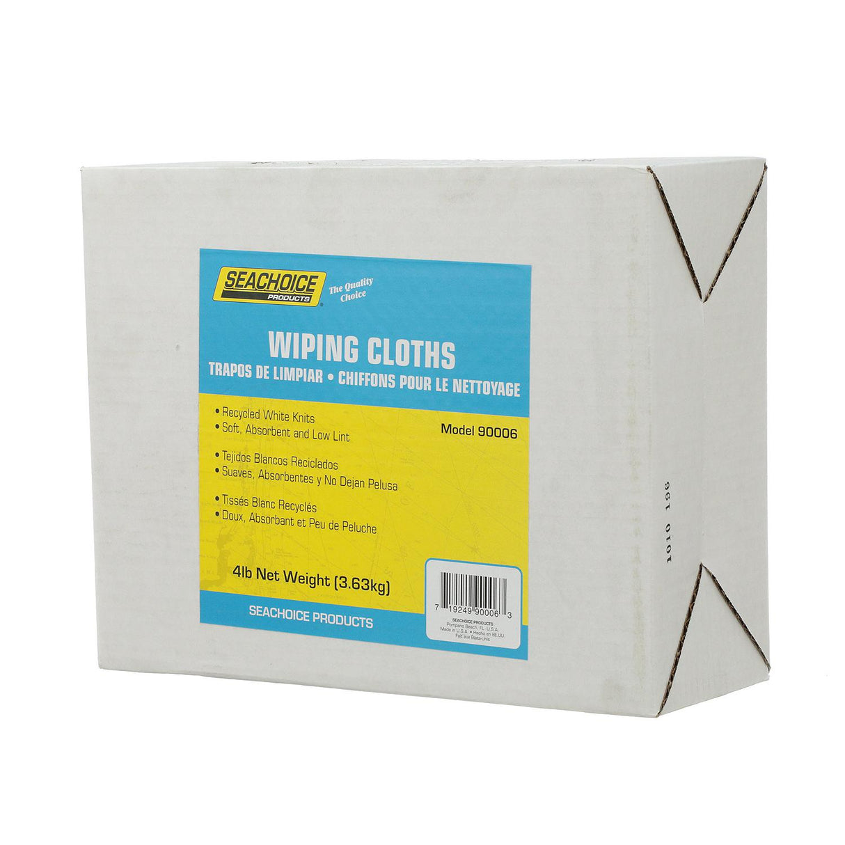 Seachoice Recycled White Knit Wiping Cloths, Low-Lint, 4 Lb. Box - 7402-SS05-SC