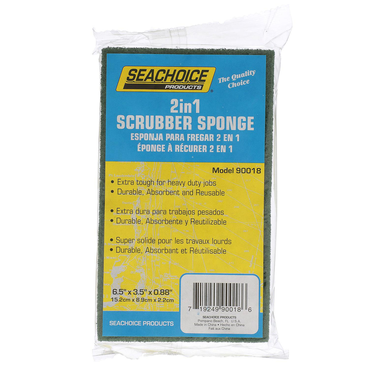 Seachoice 2-in-1 Scrubber Sponge, Heavy Duty, Dual Purpose, 6-1/2 in. X 3-1/2 in. X 7/8 in. - A-90018-SC - official Seachoice product image 7