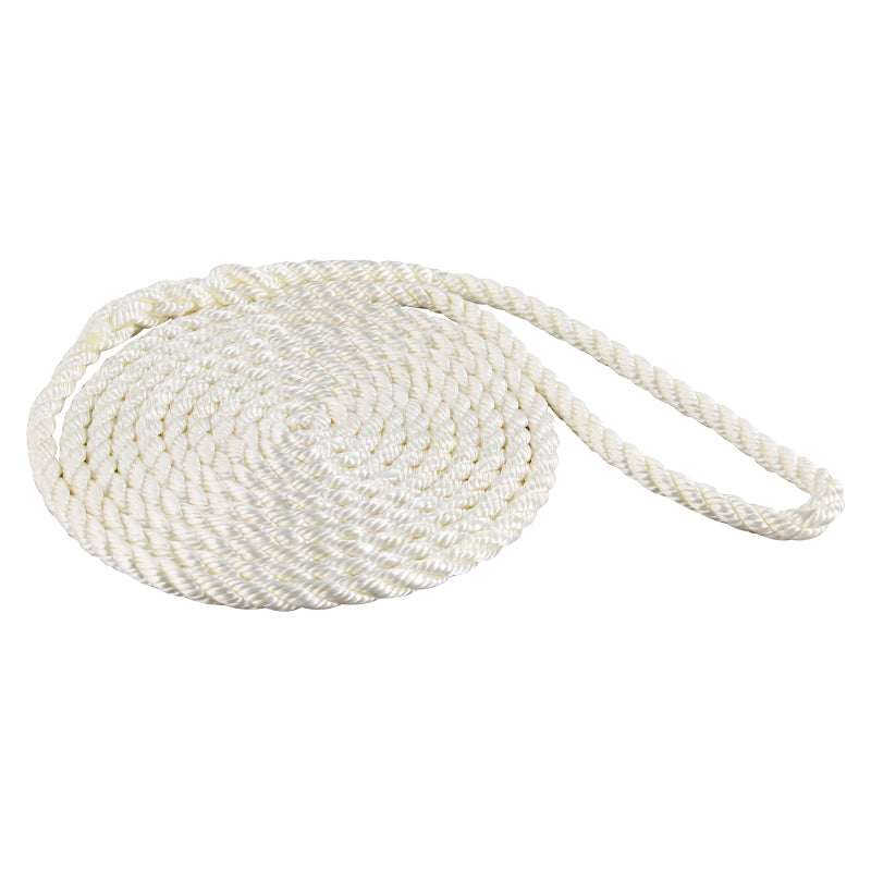 Seasense Three-Strand Twisted Nylon Dock Line (White, Diameter 3/8", Length 20') - 50012982 - image 1