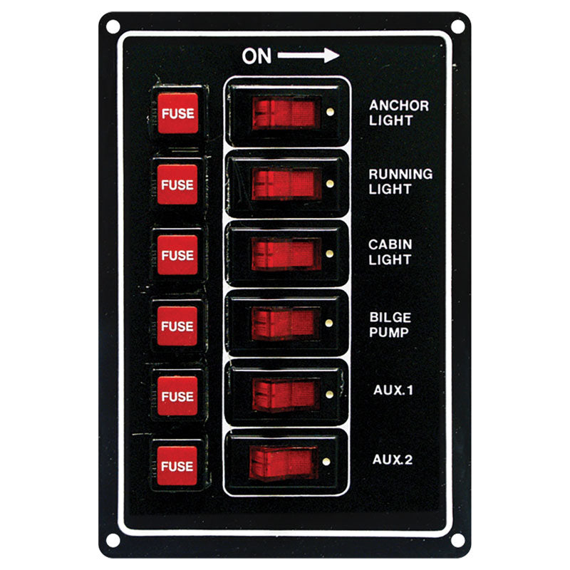 Seasense Standard Rocker Switch Panel (6 Gang) - 50031275 - image 1