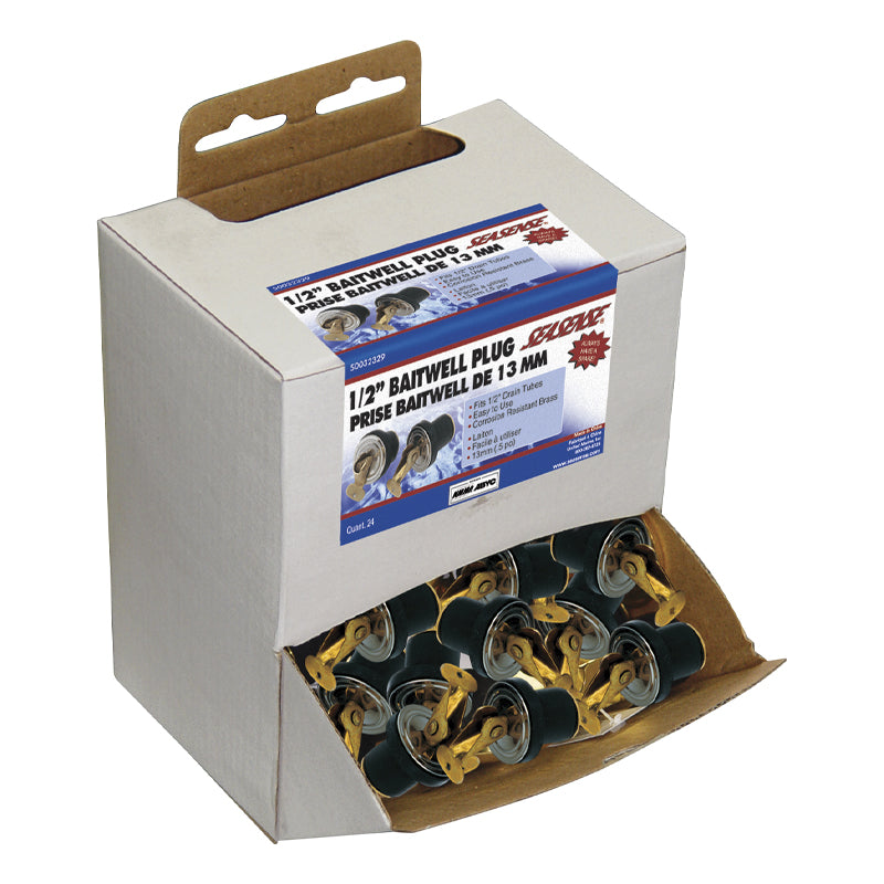 Seasense Brass Baitwell/Bailer Drain Plugs (1/2", 24 Pack PDQ) - 50032329 - image 1