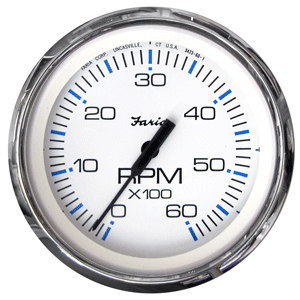 Faria Beede Instruments Faria Chesapeake White SS 4" Tachometer - 6000 RPM (Gas) (Inboard & I/O) - 33807