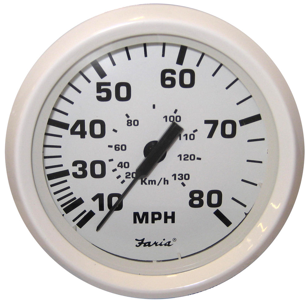 Faria Beede Instruments Faria Dress White 4" Speedometer - 80MPH (Pitot) - 33113