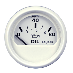 Faria Beede Instruments Faria Dress White 2" Oil Pressure Gauge (80 PSI) - 13102