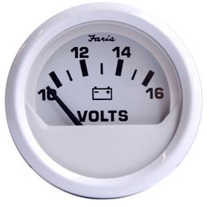 Faria Beede Instruments Faria Dress White 2" Voltmeter (10-16 VDC) - 13120