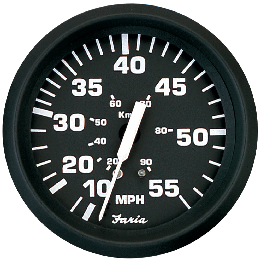Faria Beede Instruments Faria Euro Black 4" Speedometer - 55MPH (Pitot) - 32810