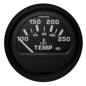 Faria Beede Instruments Faria Euro Black 2" Water Temperature Gauge (100-250°F) - 12812