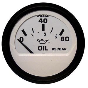 Faria Beede Instruments Faria Euro White 2" Oil Pressure Gauge (80 PSI) - 12902