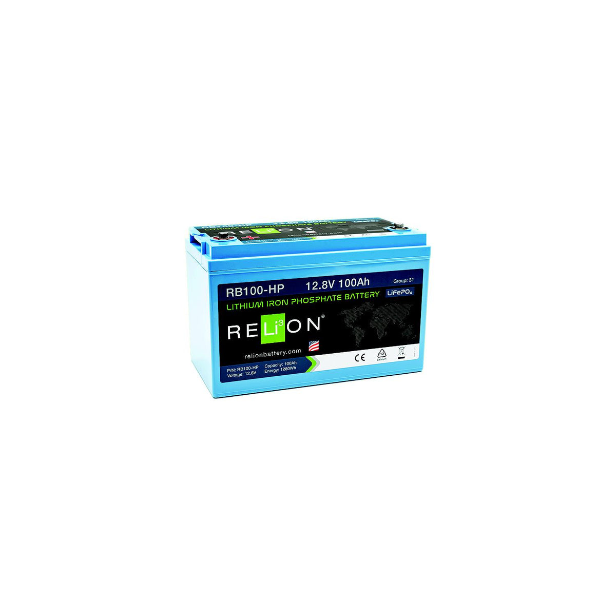 RELiON RB100HP LiFePO4 Lithium Iron Phosphate 12V Battery, Group 31 - RB100-HP - official RELiON product image 3