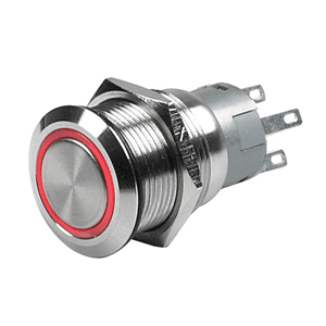 BEP Marine Marinco Push Button Switch - 24V Latching On/Off - Red LED - 80-511-0005-01