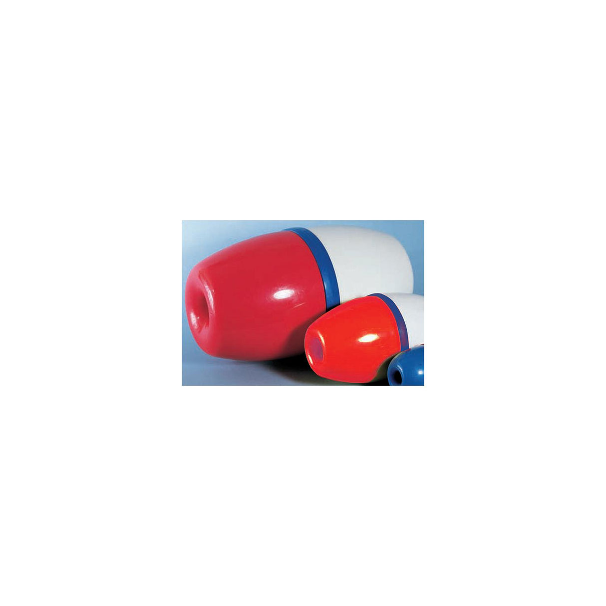 Cal June Jim-Buoy 1502 Lok-On Rope Float 5" Dia. X 9" L - Red and White With Blue Center Band - 1502-R