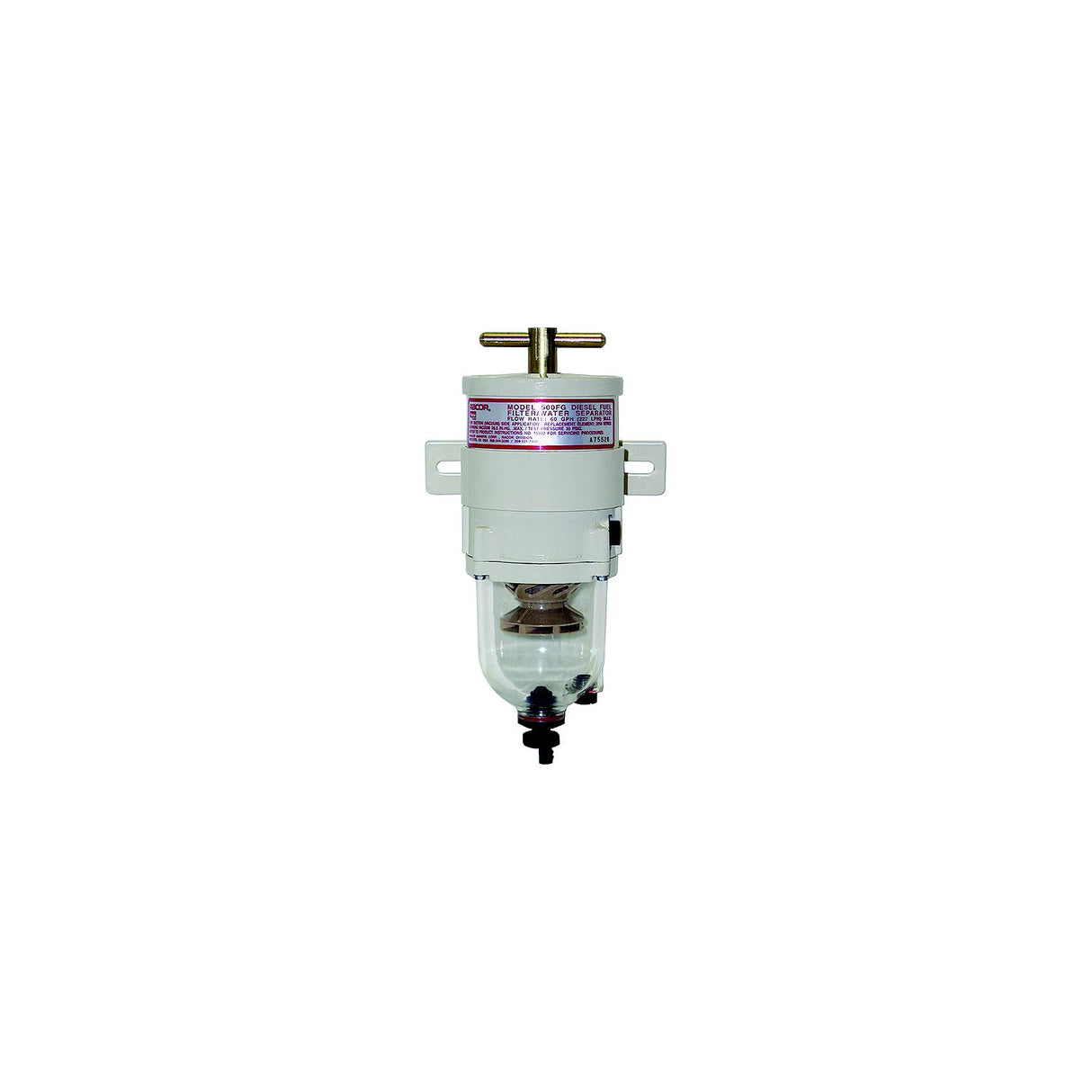 Racor 60 GPH Turbine Fuel Filter/Water Separator w/Clear Bowl, 2 Micron - 500FG2