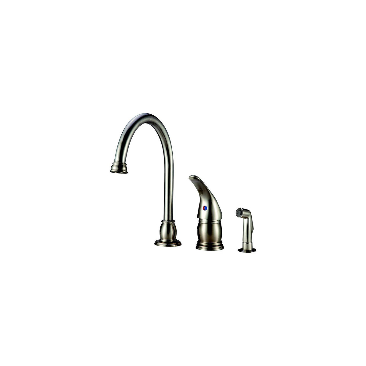 Dura Faucet DFNMK301SN Goose Neck Pedestal Kitchen Faucet, Satin Nickel - image 2