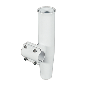 Lee's Tackle Lee's Clamp-On Rod Holder - White Aluminum - Horizontal Mount - Fits 1.900" O.D. Pipe - RA5204WH