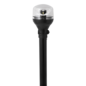 Attwood Marine Attwood LightArmor All-Around Light - 12" Black Pole - Black Horizontal Composite Base w/Adapter - 5558-P12A7
