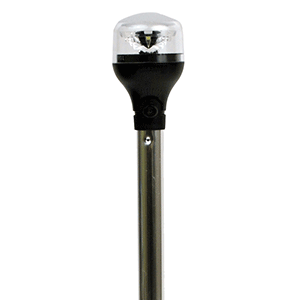 Attwood Marine Attwood LightArmor All-Around Light - 12" Aluminum Pole - Black Vertical Composite Base w/Adapter - 5557-PV12A7