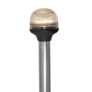 Attwood Marine Attwood All-Around Fold-Down Incandescent Anti-Glare Lens Light - 20" Aluminum Pole - 12V - Horizontal Composite Base - 5350-PA20-7