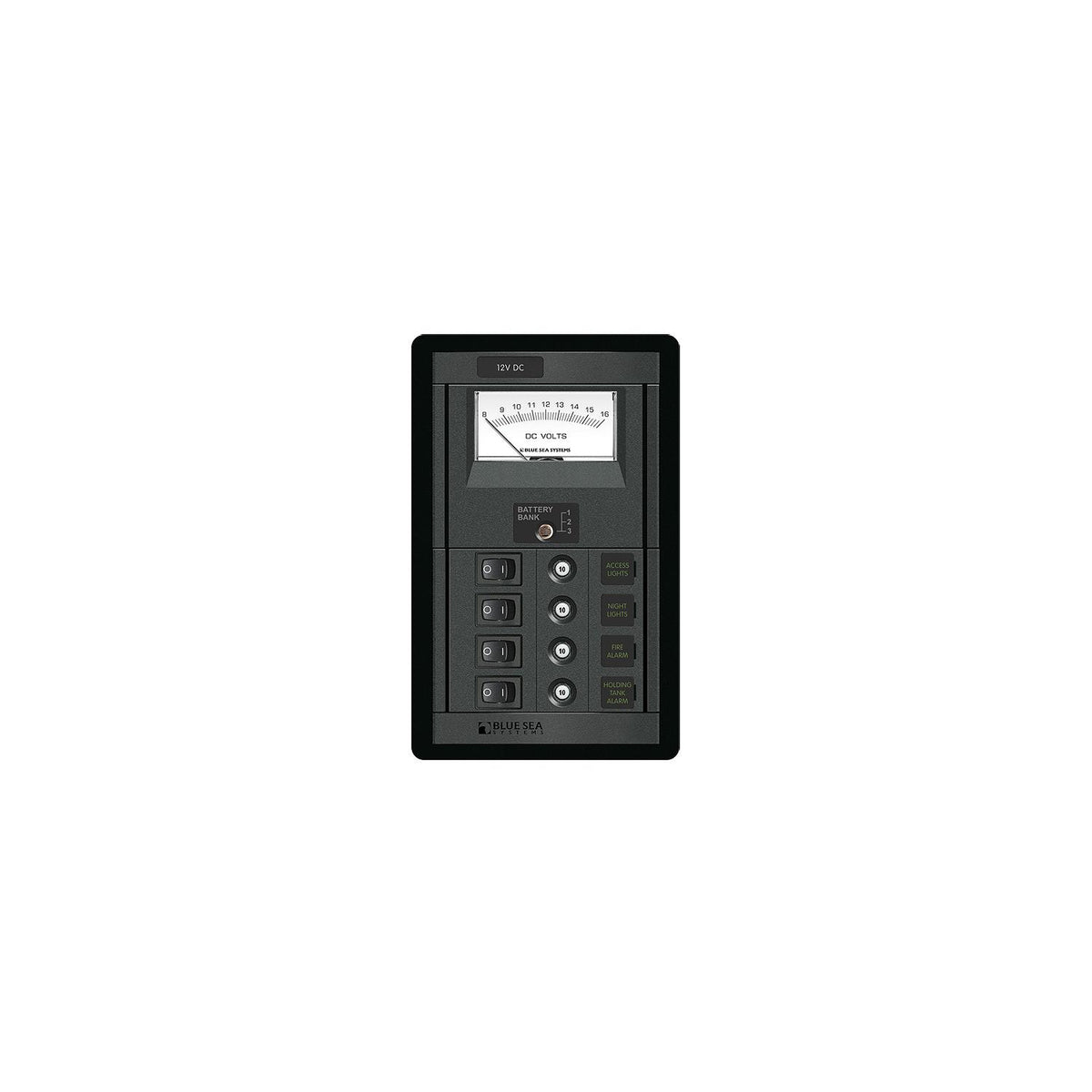 Blue Sea Systems 1459 4 Position Switch CLB + Meter Vertical Panel - 1459-BSS - image 1