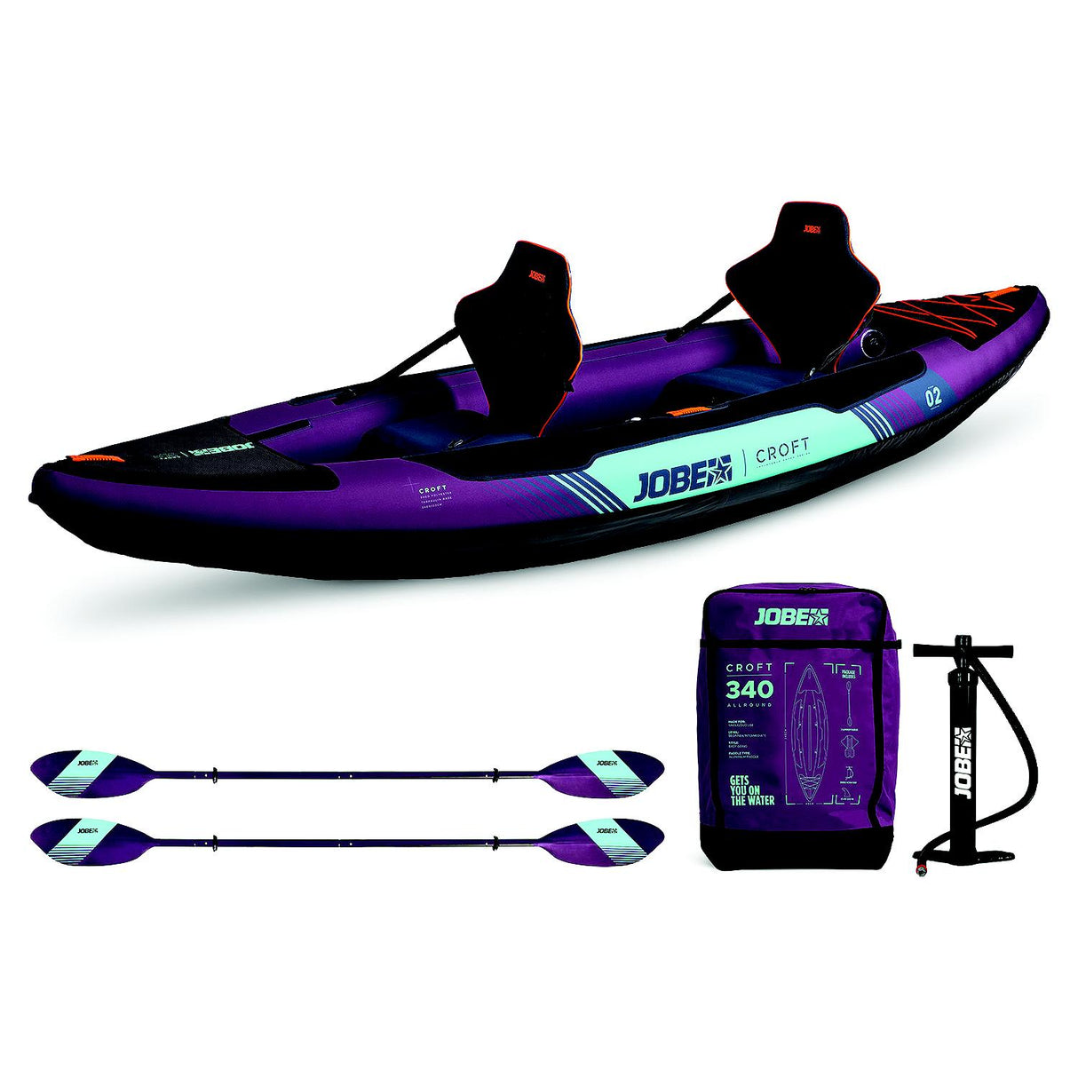 Jobe Sports Jobe 600025001PCS Croft Inflatable Kayak Package 11 ft 2") length X 35" width - 600025001PCS