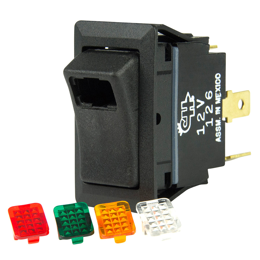 BEP Marine BEP SPST Rocker Switch - 1-LED w/4-Colored Covers - 12V/24V - ON/OFF - 1001716