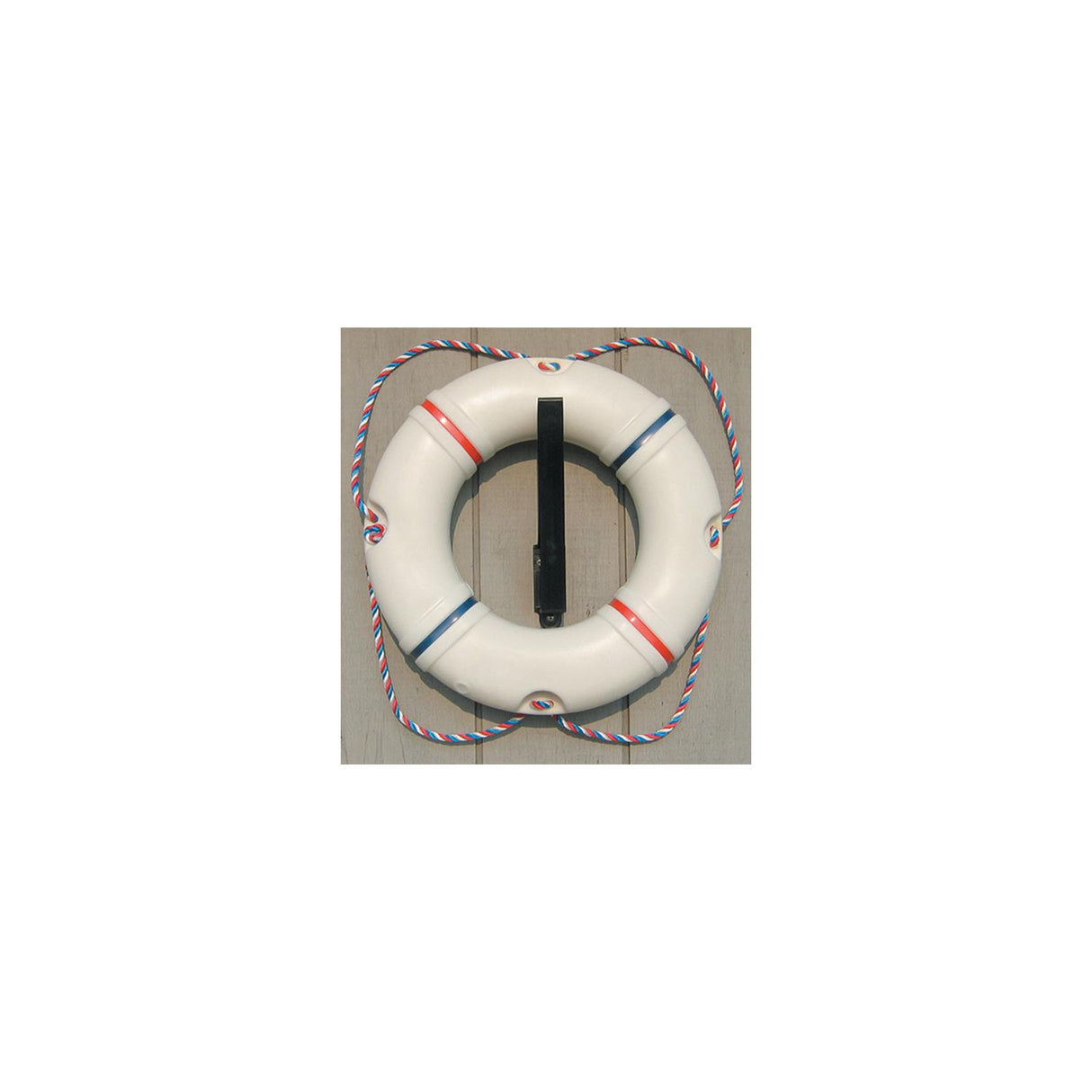Dock Edge DE58421F Recreational Decorative Ring Buoy 19" White With Red/White/Blue Rope - DE58421F