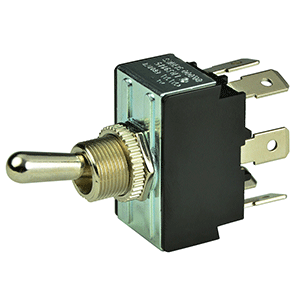 BEP Marine BEP DPDT Chrome Plated Toggle Switch - ON/OFF/(ON) - 1002014