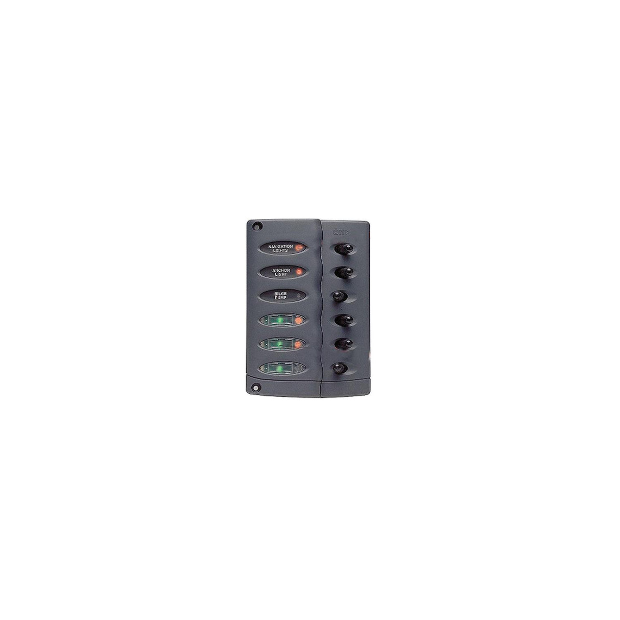 BEP Marinco Contour Switch Panel Includes 6 Switches and 3 Inline Fuse Holders - CSP6-F