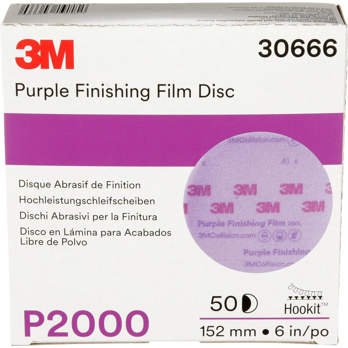 3M Hookit⢠Purple Finishing Film Discs, 50/box - 7100122798