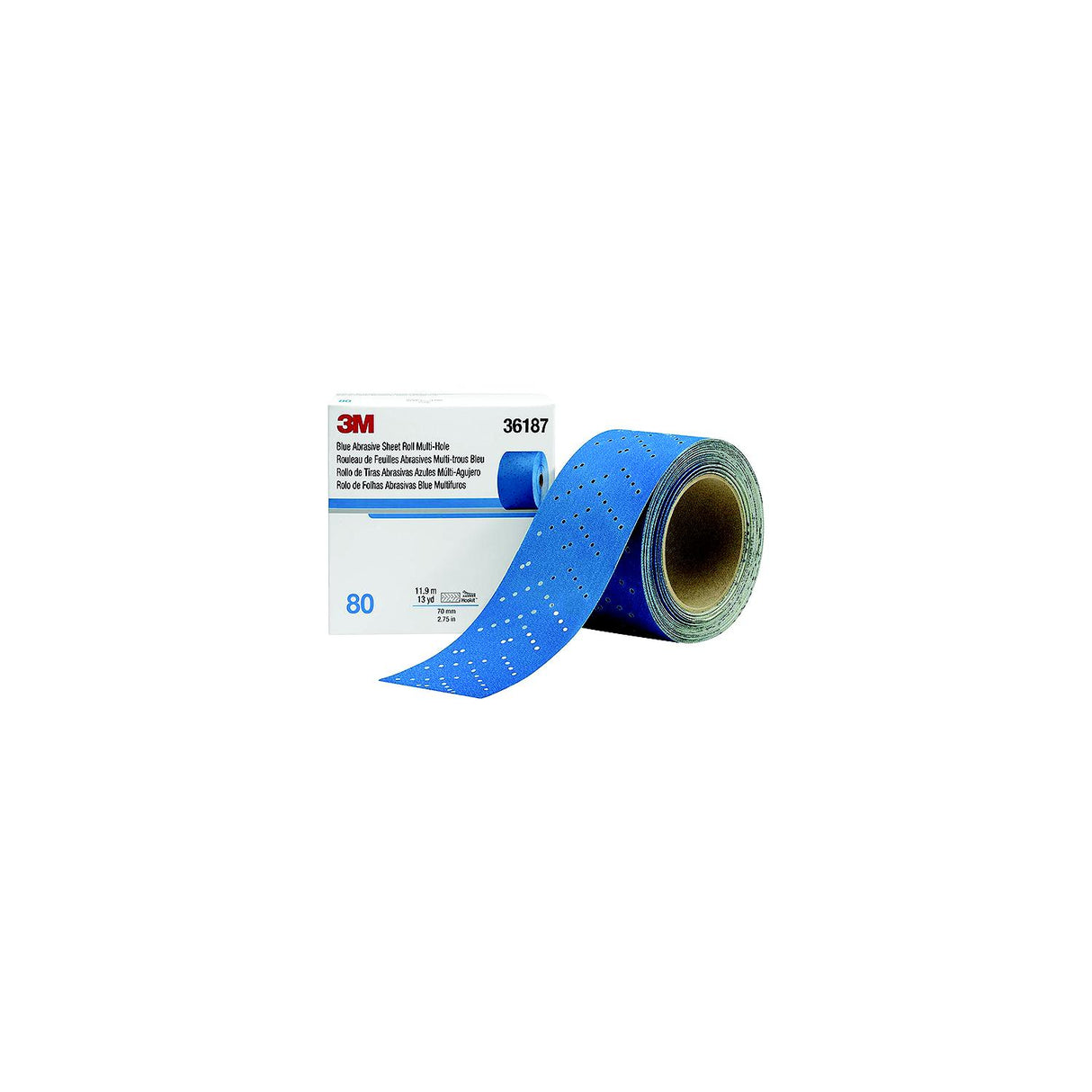 3M Blue Abrasive Hookit Sheet Roll, 2-3/4" x 13 Yards - 7100091071