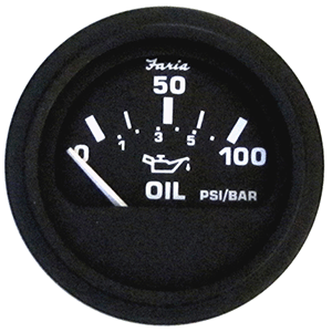 Faria Beede Instruments Faria Euro Black 2" Oil Pressure Gauge (100 PSI) - 12845