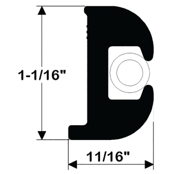 TACO Marine Flexible Black Vinyl Rub Rail (1-1/6" H x 11/16" W x 50’ L) - V11-0809BKA50-1 - image 1