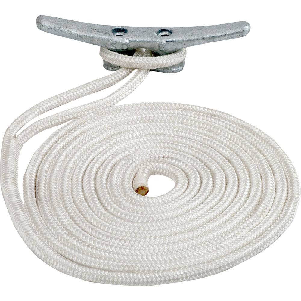 Sea-Dog Double Braided Nylon Dock Line - 1/2" x 20' - White - 302112020WH-1