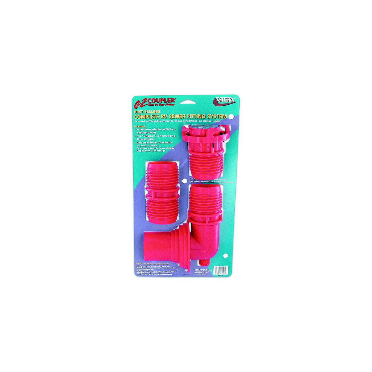Valterra F02-3303 Red EZ RV Coupler System | Includes Valve Adapter, Coupler & Universal Sewer Adapter - image 1