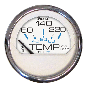 Faria Beede Instruments Faria Chesapeake White SS 2" Cylinder Head Temperature Gauge (60-220°F) - 13806