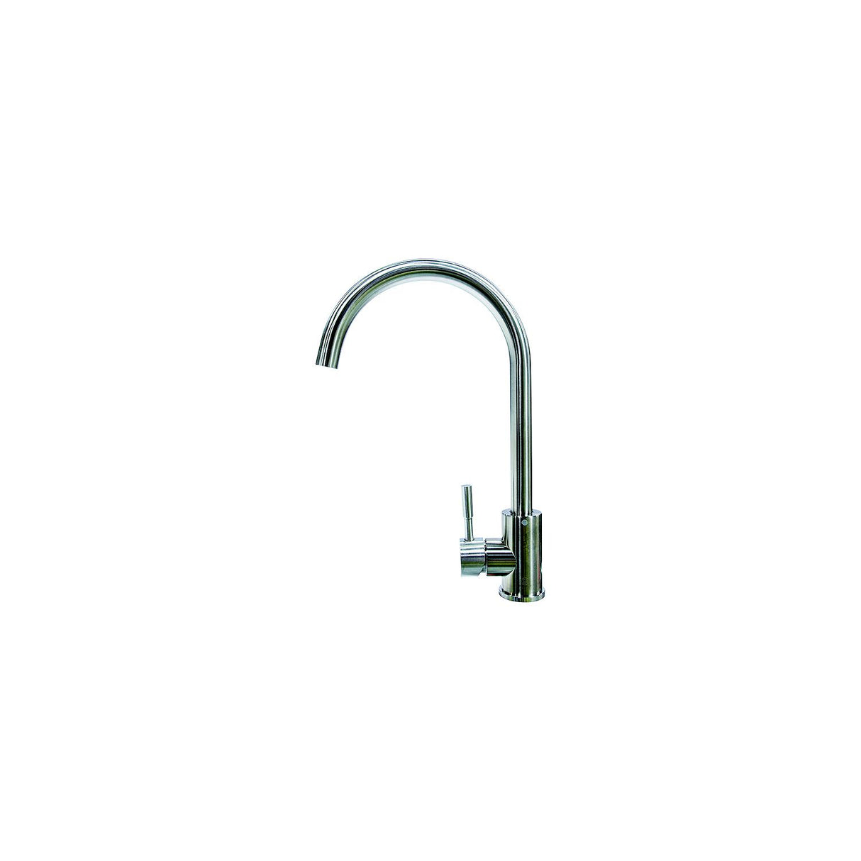 Lippert Flow-Max 719324 Gooseneck Single Hole Faucet, Curved, Stainless Steel - 719324