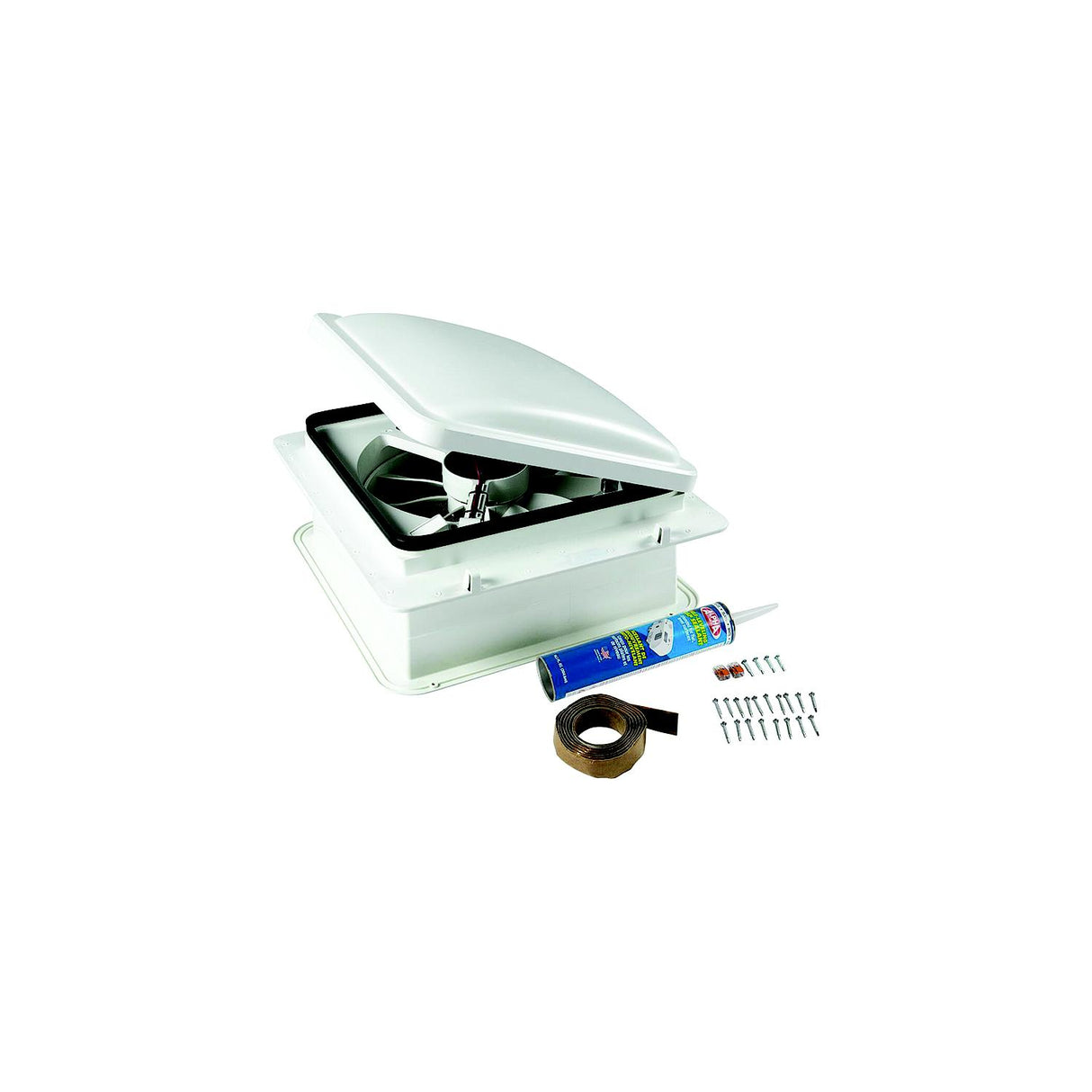 Furrion 2023042193 RV Roof Vent Fan with Lid Install Kit, White, 14" - image 1