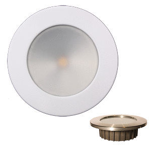 Lunasea Lighting Lunasea “ZERO EMI” Recessed 3.5” LED Light - Warm White w/White Stainless Steel Bezel - 12VDC - LLB-46WW-0A-WH