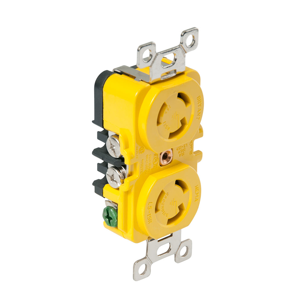 Marinco Locking Receptacle - 15A, 125V - Yellow - 4700CR