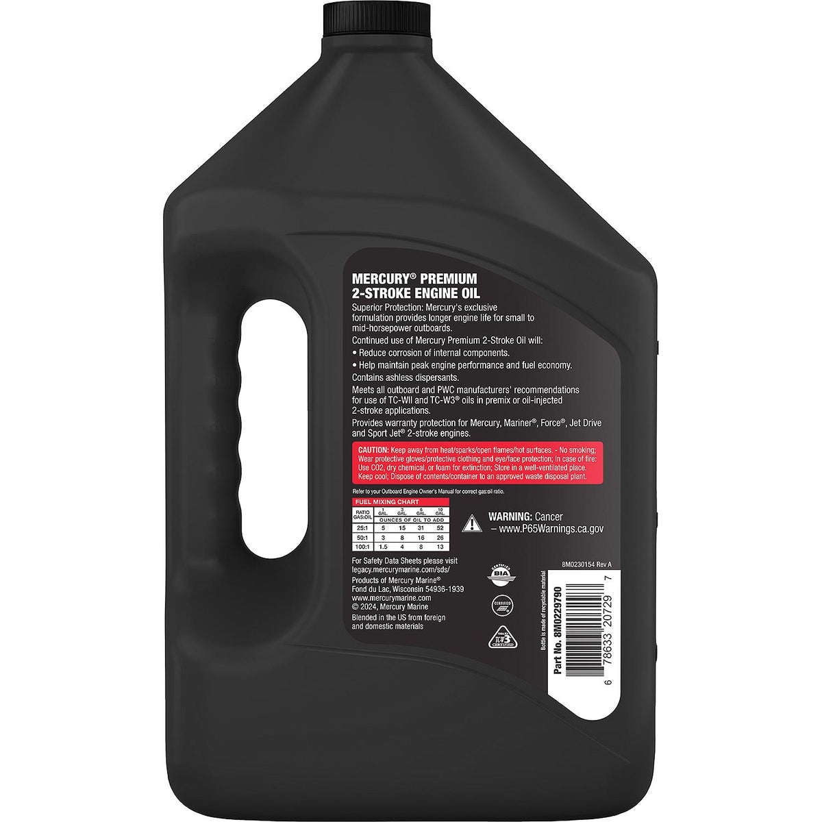 Mercury Precision Mercury 8M0229790 Premium TC-W3 2-Stroke Engine Oil for Outboards, PWC, Snowmobiles and Motorcycles - 1 Gallon - image 1