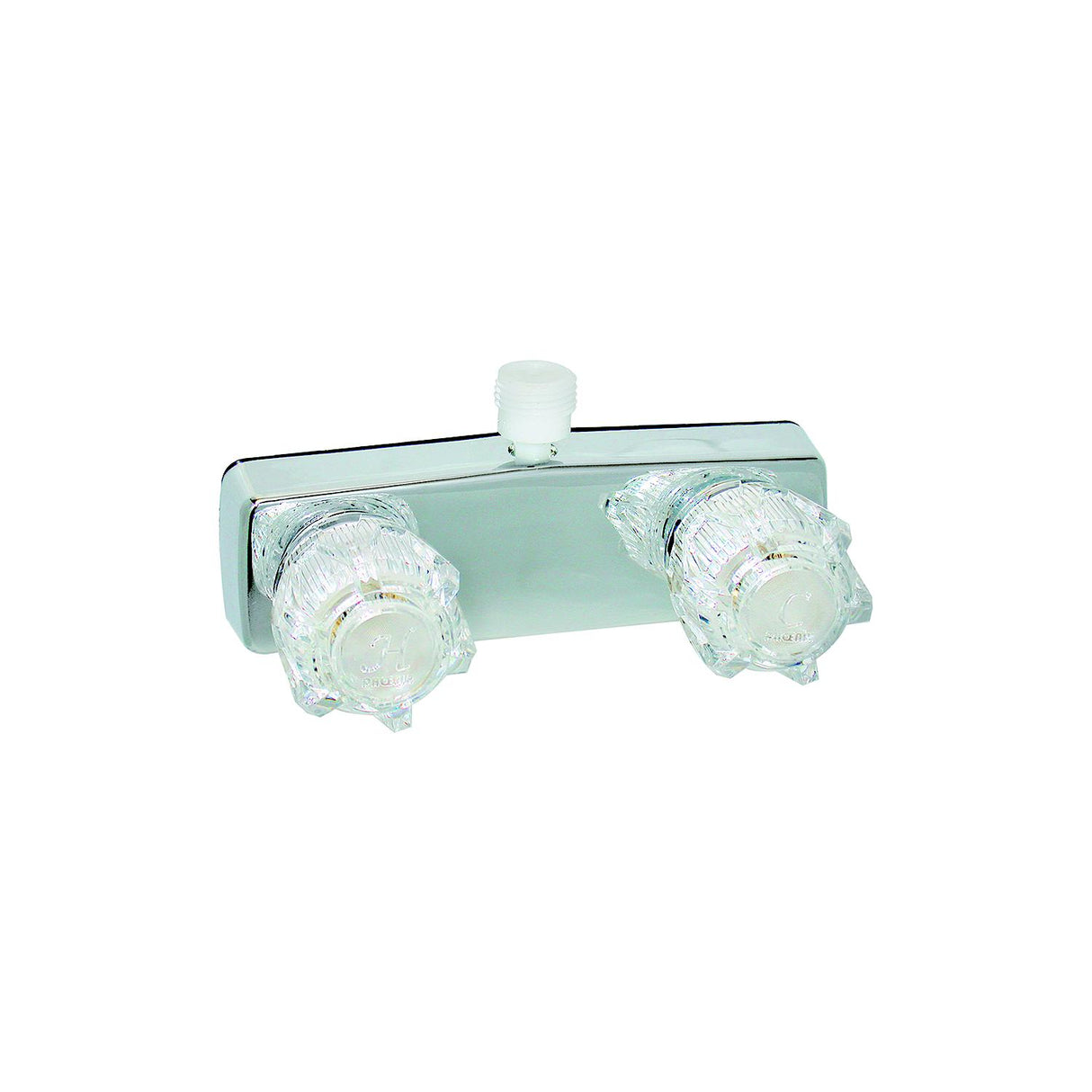 Valterra Phoenix PF213350 DuraPro Chrome Finish Two Handle 4" RV Shower Valve Faucet with Clear Acrylic Knobs - image 1