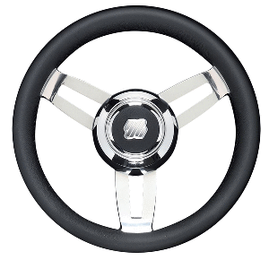 Uflex USA Uflex Morosini 13.8" Steering Wheel - Black Polyurethane w/Stainless Steel Spokes & Chrome Hub - MOROSINI U/CH/B